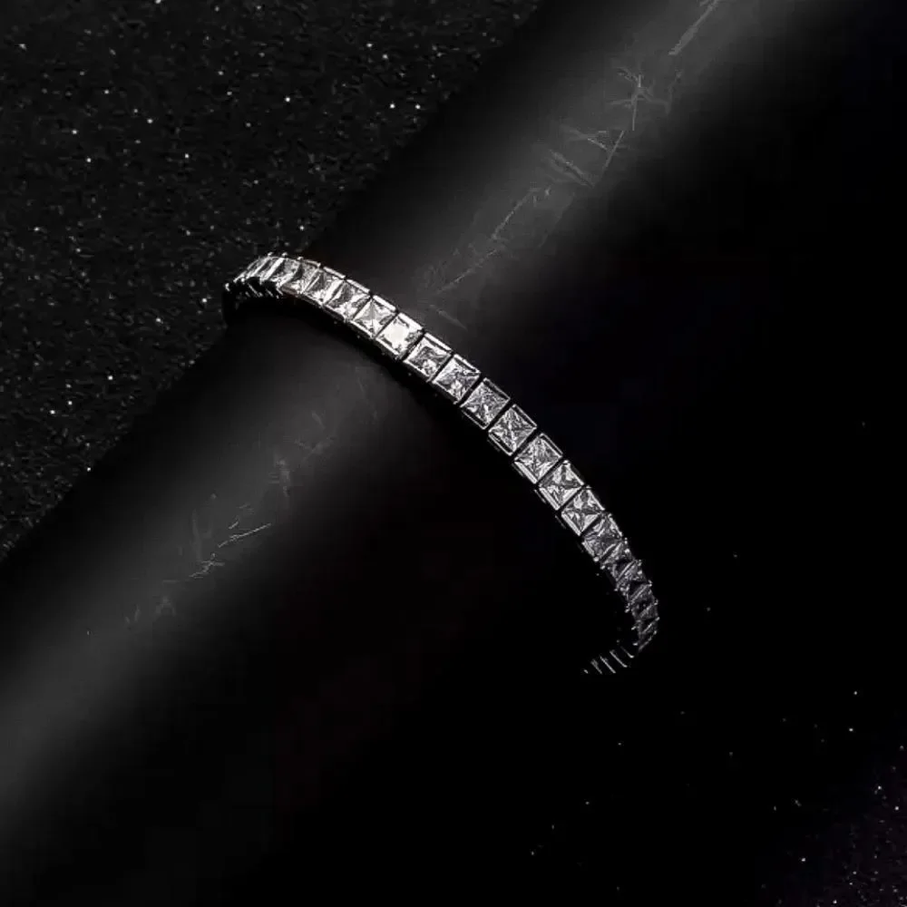 Asscher Cut Simulated Diamond Tennis Bracelet